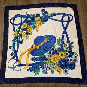 Floral Blue and Yellow Scarf